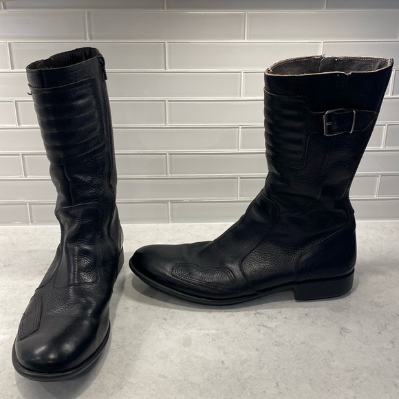 - Tremp - black leather boots - leather lined zipper & buckle EUC - Picture 1 of 15